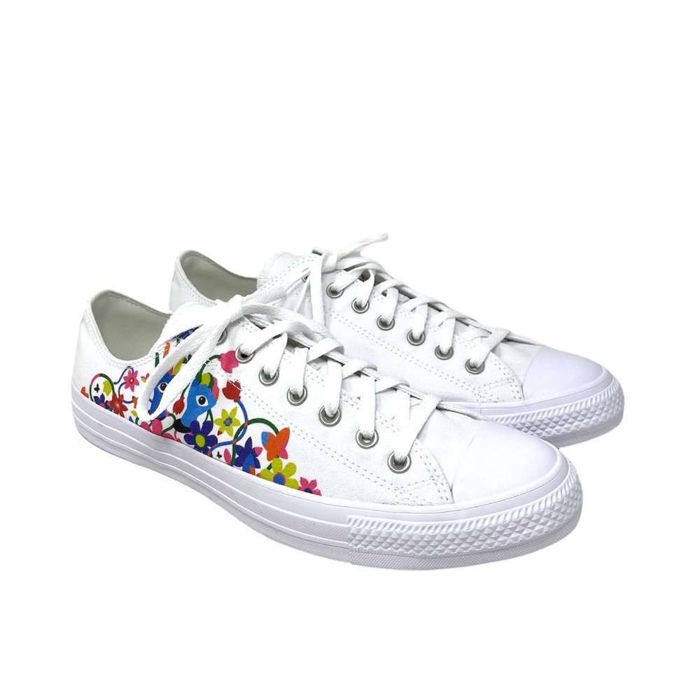 Converse CTAS OX Flower Print White Canvas Low Top Sneakers Men's Size 170823C - Picture 5 of 8